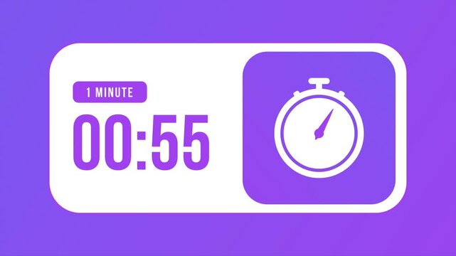 A sleek one-minute countdown timer for events, videos, and presentations in 4K