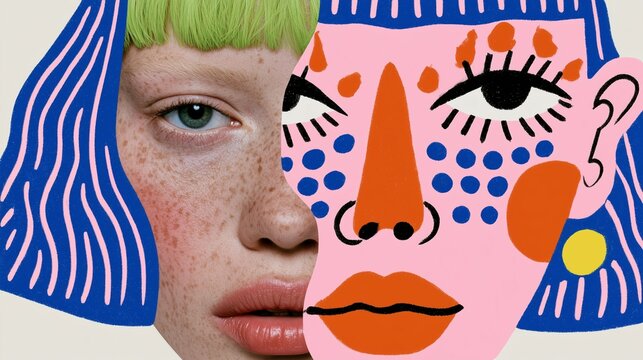 Help turning into a cartoon character, half woman's face