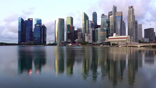 Panorama of Singapore Cityscape in Marina Bay, Singapore.