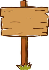 Fototapeta premium Hand Drawn Blank Wooden Sign Post Illustration