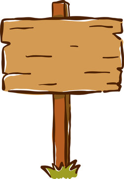 Hand Drawn Blank Wooden Sign Post Illustration