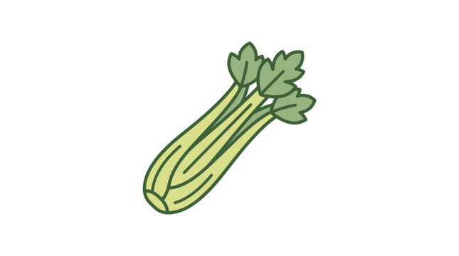 Bunch of fresh celery stalks icon on white.