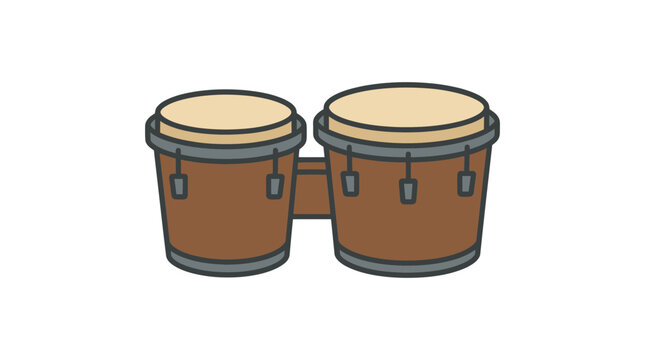 Two brown bongo drums on white background.