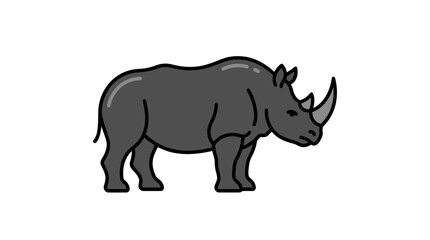 Fototapeta premium Grey rhinoceros standing side profile wildlife icon.