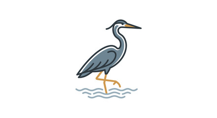 Naklejka premium Elegant blue heron wading icon.