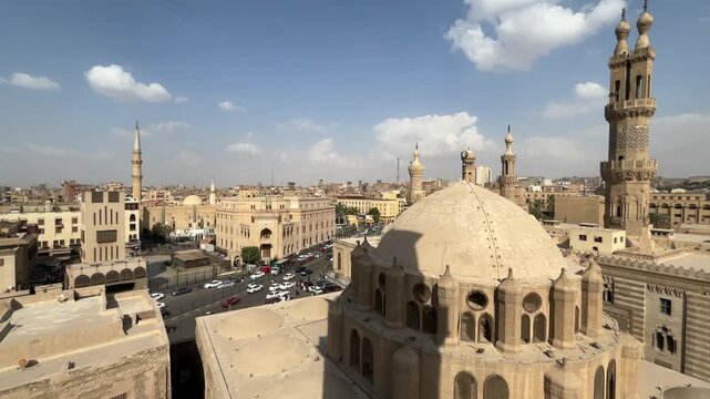 A view from the historic Abu Dahab Mosque in Cairo, Egypt.