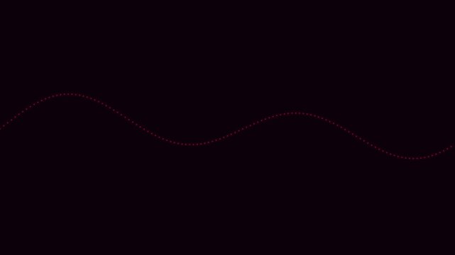 Animated glowing red sinusoidal wave line on dark background high quality 4K animation abstract motion frequency sound signal abstract motion frequency sound signal high quality 4K animation