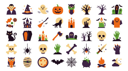 Fototapeta premium Halloween Icons Set Spooky and Festive Vector Graphics for Your Designs