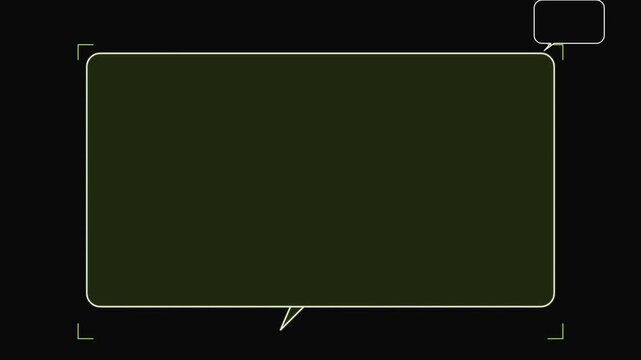 Animated White Speech Bubble Outline Fills Dark Green Background Then Shows Text Message
