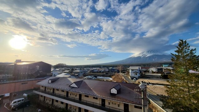 夕焼け空と富士山