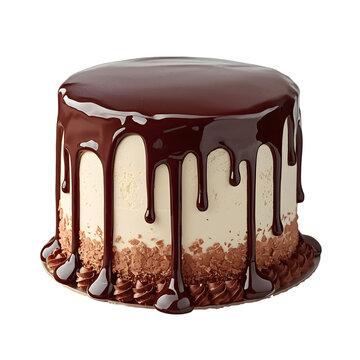 Decadent Chocolate Drip Cake: A rich, multi-layered cake, swathed in creamy frosting and adorned with luscious chocolate ganache dripping down its sides, promising pure indulgence.