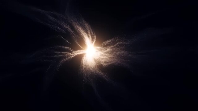 Dark Matter Tendrils Radiating From Glowing Orbs in a Cosmic Void Animation Featuring Particle Effects, Motion Graphics, Space Background