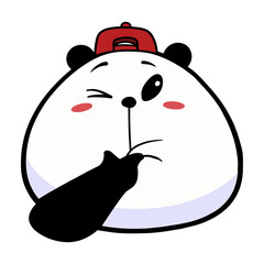 Cute Thinking Panda Emoji Sticker with Transparent Background © rizky