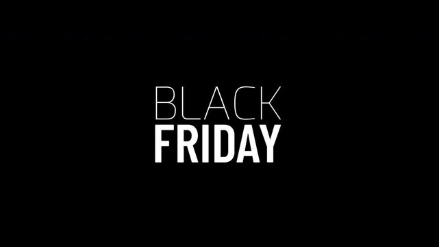 Black Friday glitch text animation on black background. Animated text 4K Resolution.