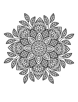 Decorative floral mandala design with leaves and flowers