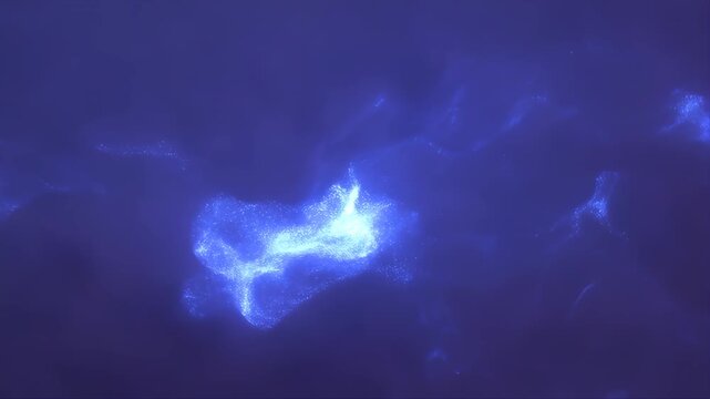 Neon Plasma Cloud Glowing and Swirling in Deep Blue Space with Dynamic Light Patterns Featuring Motion Graphics, Looping Animation, Abstract Motion