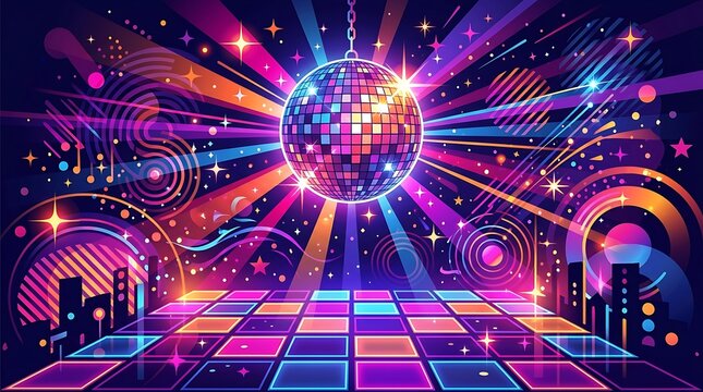 Disco ball background with reflection