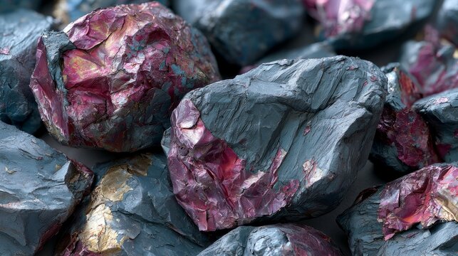 Iridescent Geological Rock Fragments Close-Up
