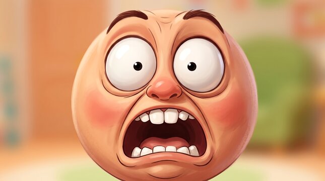Cartoonish expressive face with exaggerated shocked expression