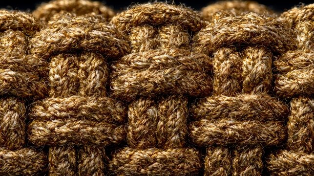 Braided Rope Texture: Golden Fiber Weave Pattern