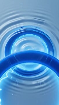 Glowing Blue Energy Ring with Electric Lightning and Particle Effects, Futuristic Abstract Circular Animation on a Soft Blue Background