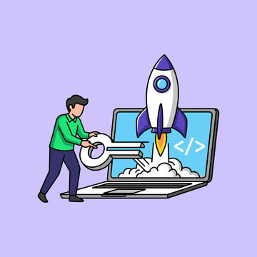 Unlocking rapid digital growth and secure software development a conceptual illustration of key-driven innovation and project launch acceleration