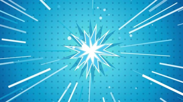 Halftone dot pattern starburst motion graphic background high quality 4K animation comic blue dynamic pop action comic blue dynamic pop action high quality 4K animation