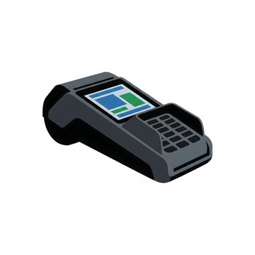 Modern electronic payment terminal isolated on a white background.
