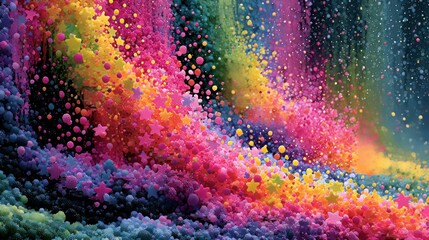 Obraz premium Vibrant Colorful Abstract Stars and Spheres Cascade