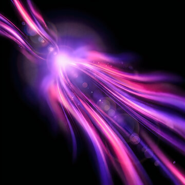 Abstract purple and pink light streak overlay featuring radiant glowing energy beams on a dark background