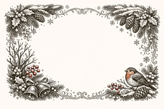 Empty card with a festive winter scene, ready for your personalized message.