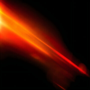 Abstract bright orange light streak overlay for creative photography and digital design projects on black background