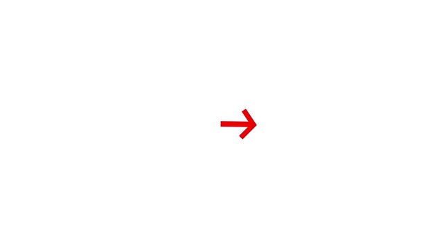 Minimalist red arrow animation on white background, directional pointer motion navigation motion animation