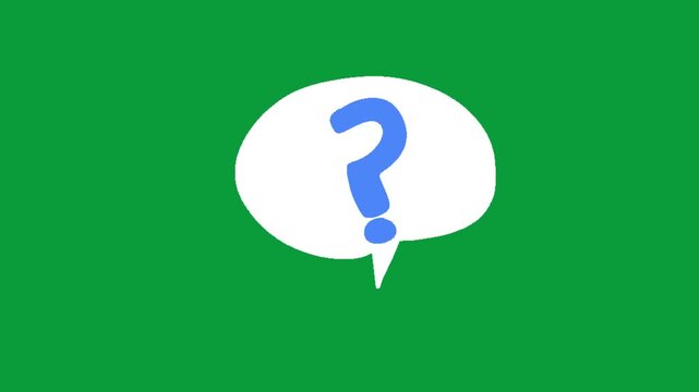 Hand Drawn Speech Bubble with Blue Question Mark 2D Animation Green Screen