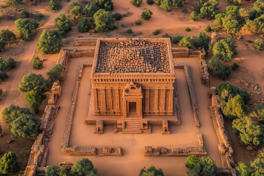 Top-down drone photography of ancient stone ruins, geometric floor plans, minimalist archaeological texture, earthy tones --chaos 45 --ar 3:2 --v 6.1 Job ID: 6a311124-babb-4264-b599-bf7591bff8ed