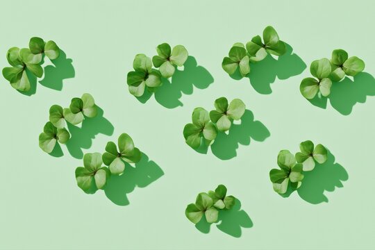 Ultra realistic cress leaves, small fresh clusters, delicate crisp texture, top-down flat lay, wide editorial composition with negative space