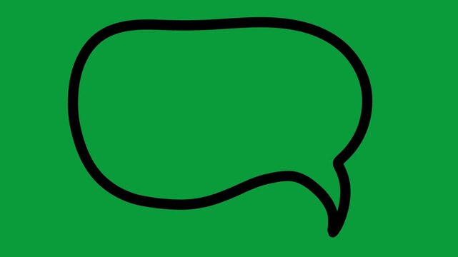 Hand Drawn Black Outline Speech Bubble 2D Animation Green Screen