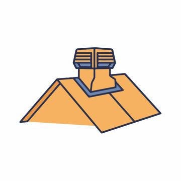 Roof vent installed on house ridge. Flat design vector illustration of attic ventilation and HVAC system. Minimalist construction icon isolated on white background