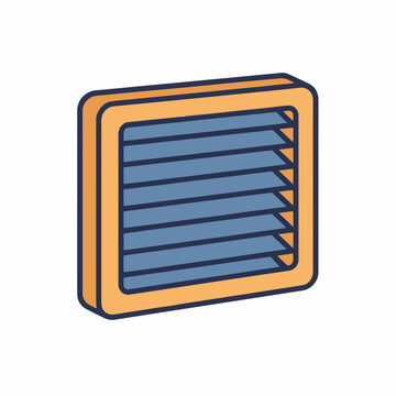 Wall ventilation grille icon. Home HVAC system vent cover. Flat vector illustration isolated on white background