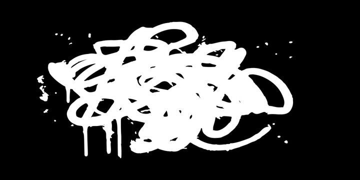 White graffiti scribble tag on black background with spray paint brush stroke grunge effect design element abstract pattern graffiti scribble abstract background distressed splatter