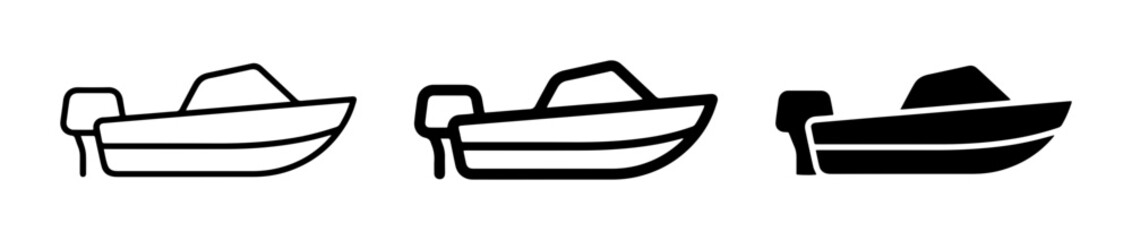 Motorboat Icons, Outline and Solid Boat Graphics, Marine Transport Vector Set © Fhatima