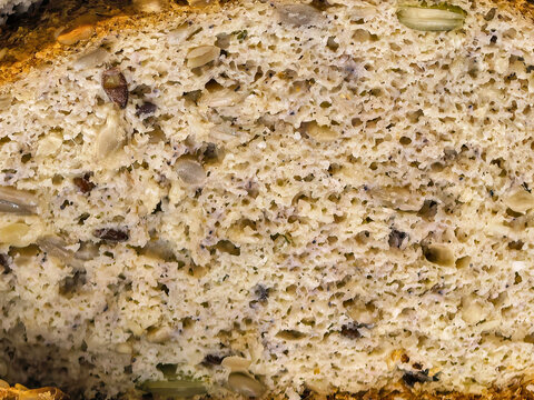 Macro Texture of Keto Seed Bread Crumb and Seeds