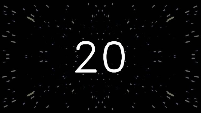 Digital countdown timer with futuristic starburst effect