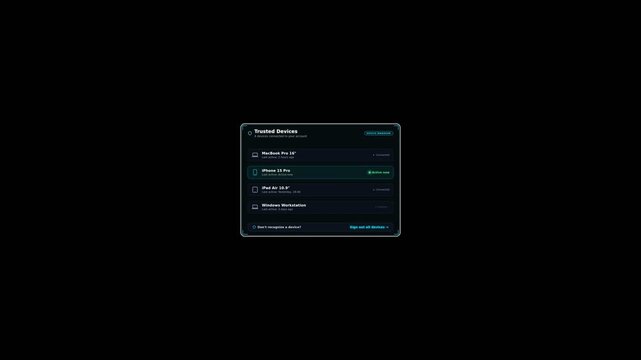 Trusted Devices Account Security Activity Management Card 4K Overlay