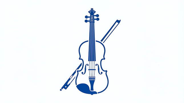 Minimalist blue violin icon featuring elegant string instrument silhouette against clean solid