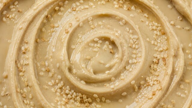 Creamy Tahini Sesame Paste Swirl Macro Texture