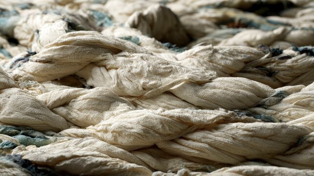 Close-up of Untangled Cotton Textile Threads with Soft Natural Texture