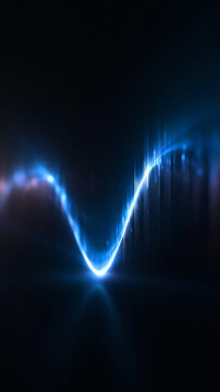 Glowing Blue Sound Wave Audio Waveform on Dark Background