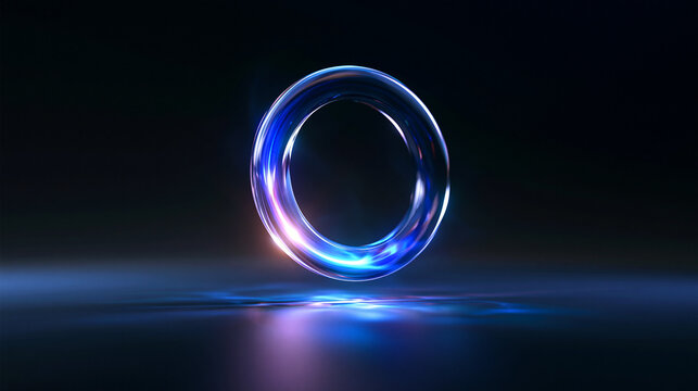 Abstract Glowing Blue Ring Symbolizing Futuristic Technology and Data Loop