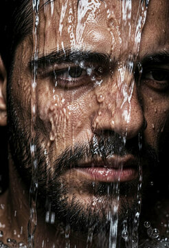 
face in the rain